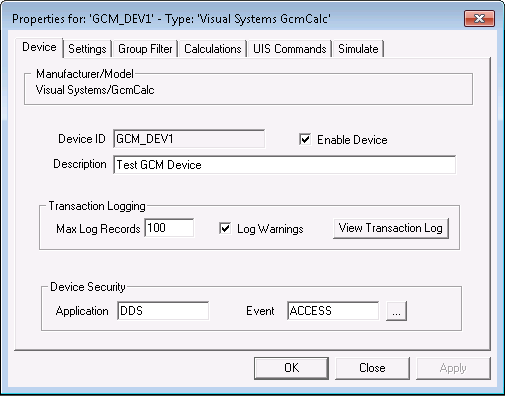 GCM Device page